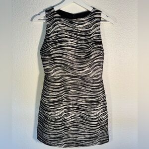 Alice + Olivia Everleigh Sleeveless Mini Dress Metallic Jacquard Black and White